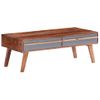 Mesa De Centro Madera Maciza De Sheesham Gris 110x50x40 Cm