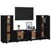 Set De Muebles Para Tv 4 Piezas Madera Contrachapada Negro