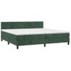 Cama Box Spring Colchón Y Led Terciopelo Verde Oscuro 200x200cm