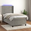 Cama Box Spring Colchón Y Led Terciopelo Gris Claro 90x190 Cm