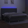 Cama Box Spring Colchón Y Luces Led Tela Gris Claro 200x200 Cm