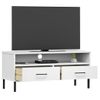 Mueble De Tv Con Patas De Metal Oslo Madera Maciza Pino Blanco