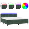 Cama Box Spring Colchón Y Led Terciopelo Verde Oscuro 180x200cm