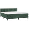 Cama Box Spring Colchón Y Led Terciopelo Verde Oscuro 180x200cm