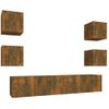 Set De Muebles De Tv 6 Piezas Madera Contrachapada Roble Ahumado