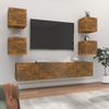 Set De Muebles De Tv 6 Piezas Madera Contrachapada Roble Ahumado