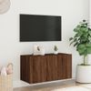 Mueble De Tv De Pared Con Luces Led Marrón Roble 80x35x41 Cm