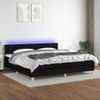 Cama Box Spring Con Colchón Led Tela Negro 200x200 Cm