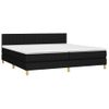 Cama Box Spring Con Colchón Led Tela Negro 200x200 Cm