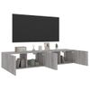 Muebles Tv De Pared Con Luces Led 2 Unidades Gris Sonoma 80x35x31 Cm