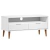 Mueble De Tv Molde Madera Maciza De Pino Blanco 106x40x49 Cm