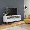 Mueble De Tv Molde Madera Maciza De Pino Blanco 106x40x49 Cm