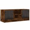 Mueble De Tv Con Puertas De Vidrio Roble Ahumado 102x37x42 Cm