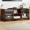 Mueble De Tv Con Puertas De Vidrio Roble Ahumado 102x37x42 Cm