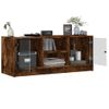 Mueble De Tv Con Puertas De Vidrio Roble Ahumado 102x37x42 Cm