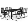 Set De Comedor De Jardín De 9 Piezas Pvc Ratán Negro