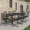 Set De Comedor De Jardín De 9 Piezas Pvc Ratán Negro