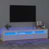 Mueble De Tv Con Luces Led Blanco Brillante 195x35x40 Cm