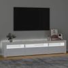 Mueble De Tv Con Luces Led Blanco Brillante 195x35x40 Cm