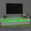 Mueble De Tv Con Luces Led Blanco Brillante 195x35x40 Cm