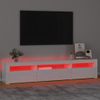 Mueble De Tv Con Luces Led Blanco Brillante 195x35x40 Cm