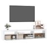 Mueble De Tv Con Luces Led Blanco Brillante 195x35x40 Cm