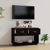 Mueble De Tv Madera Maciza De Pino Negro 90x40x60 Cm