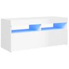 Mueble De Tv Con Luces Led Blanco Brillante 90x35x40 Cm