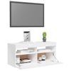 Mueble De Tv Con Luces Led Blanco Brillante 90x35x40 Cm