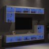 Muebles De Tv De Pared Con Led 8 Piezas Madera Ingeniería Blanco