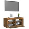 Mueble De Tv Con Luces Led Roble Ahumado 90x35x40 Cm