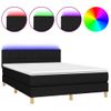 Cama Box Spring Colchón Y Luces Led Tela Negro 140x190 Cm