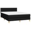 Cama Box Spring Colchón Y Luces Led Tela Negro 140x190 Cm