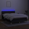 Cama Box Spring Colchón Y Luces Led Tela Negro 140x190 Cm