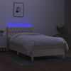 Cama Box Spring Con Colchón Y Led Tela Crema 90x190 Cm