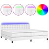 Cama Box Spring Colchón Y Led Cuero Sintético Blanco 200x200 Cm