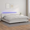 Cama Box Spring Colchón Y Led Cuero Sintético Blanco 200x200 Cm