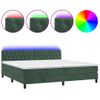 Cama Box Spring Colchón Y Led Terciopelo Verde Oscuro 200x200cm