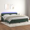 Cama Box Spring Colchón Y Led Terciopelo Verde Oscuro 200x200cm