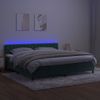 Cama Box Spring Colchón Y Led Terciopelo Verde Oscuro 200x200cm