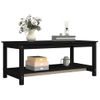 Mesa De Centro De Madera Maciza De Pino Negro 110x55x45 Cm