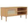 Mueble De Tv Senja Aspecto Ratán Madera Pino Marrón 106x40x49cm