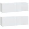 Set De Muebles De Tv 4 Piezas Madera Contrachapada Blanco Brillo