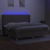 Cama Box Spring Colchón Y Luces Led Tela Gris Taupe 200x200 Cm