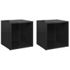 Muebles Tv 2 Unidades Madera Contrachapada Negro Brillo 37x35x37 Cm