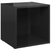 Muebles Tv 2 Unidades Madera Contrachapada Negro Brillo 37x35x37 Cm