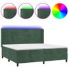 Cama Box Spring Colchón Y Led Terciopelo Verde Oscuro 200x200cm