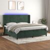 Cama Box Spring Colchón Y Led Terciopelo Verde Oscuro 200x200cm