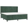 Cama Box Spring Colchón Y Led Terciopelo Verde Oscuro 200x200cm