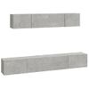 Set De Muebles De Tv 4 Piezas Madera Contrachapada Gris Hormigón